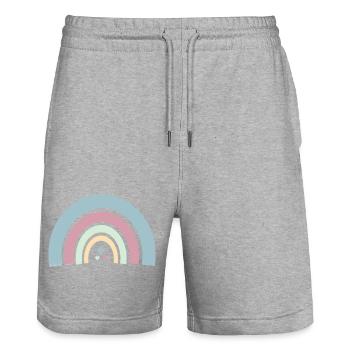 Regenbogen - Stanley/Stella Unisex Bio Joggingshorts Trainer  - Grau meliert - Vorne - Nik (191cm) & Marisol (170cm)