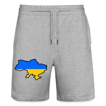 Ukraine - Short de jogging bio TRAINER Stanley/Stella unisexe - gris chiné - Devant - Nik (191cm) & Marisol (170cm)