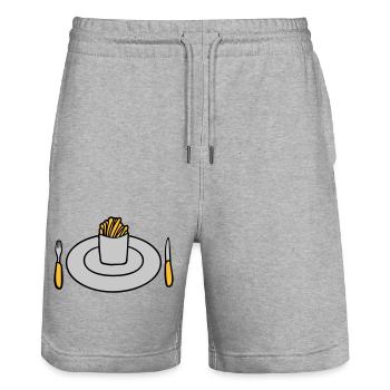 Teller Pommes Frites - Stanley/Stella Unisex Bio Joggingshorts Trainer  - Grau meliert - Vorne - Nik (191cm) & Marisol (170cm)