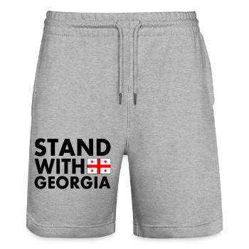 Stand with georgia - Stanley/Stella Unisex Bio Joggingshorts Trainer  - Grau meliert - Vorne - Nik (191cm) & Marisol (170cm)