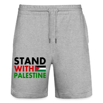 Stand with palestine - Stanley/Stella Trainer Unisex Organic Jogging Shorts - heather grey - Front - Nik (191cm) & Marisol (170cm)