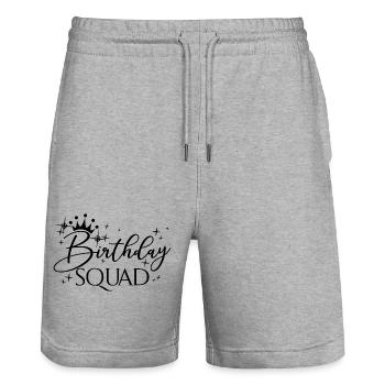Birthday Squad Matching Group Birthday Party Gift - Stanley/Stella Trainer Unisex Organic Jogging Shorts - heather grey - Front - Nik (191cm) & Marisol (170cm)
