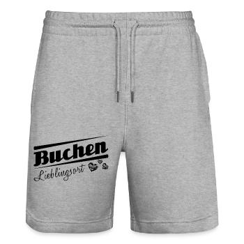 Buchen - Lieblingsort mit Stadtnamen - Stanley/Stella Unisex Bio Joggingshorts Trainer  - Grau meliert - Vorne - Nik (191cm) & Marisol (170cm)