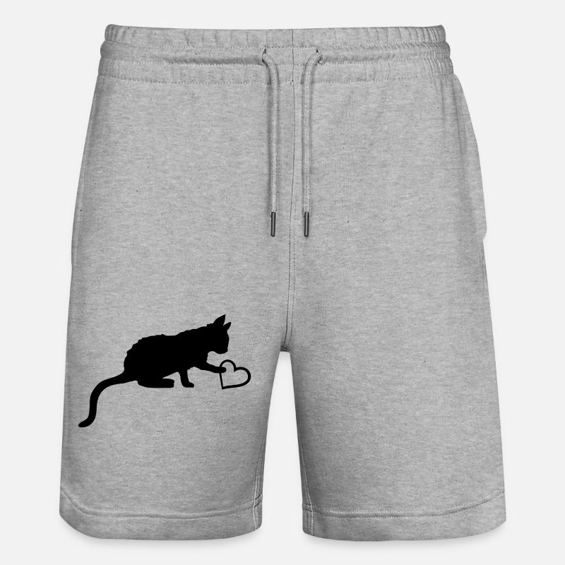 Touche le cœur mignon chaton - Short de jogging bio TRAINER Stanley/Stella unisexe - gris chiné