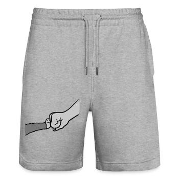 Katze Brofist Fist Pump - Stanley/Stella Unisex Bio Joggingshorts Trainer  - Grau meliert - Vorne - Nik (191cm) & Marisol (170cm)