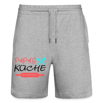 Papas Küche 24h - Stanley/Stella Unisex Bio Joggingshorts Trainer  - Grau meliert - Vorne - Nik (191cm) & Marisol (170cm)