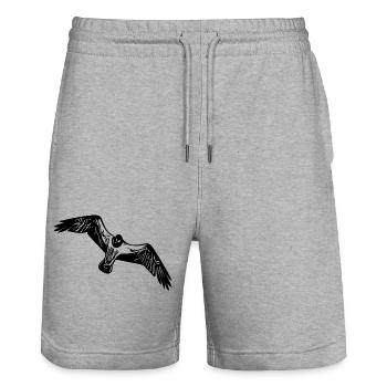 Vintage Seemöve im Flug - Stanley/Stella Unisex Bio Joggingshorts Trainer  - Grau meliert - Vorne - Nik (191cm) & Marisol (170cm)