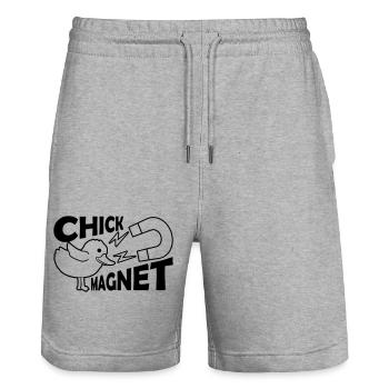 Aimant à poussin briseur de cœur Casanova - Short de jogging bio TRAINER Stanley/Stella unisexe - gris chiné - Devant - Nik (191cm) & Marisol (170cm)