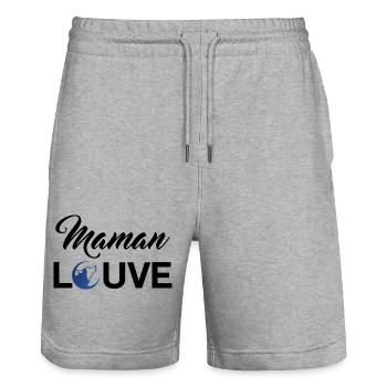 maman louve pleine lune 1 - Short de jogging bio TRAINER Stanley/Stella unisexe - gris chiné - Devant - Nik (191cm) & Marisol (170cm)