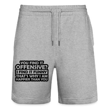 You find it offensive - Stanley/Stella Unisex Bio Joggingshorts Trainer  - Grau meliert - Vorne - Nik (191cm) & Marisol (170cm)