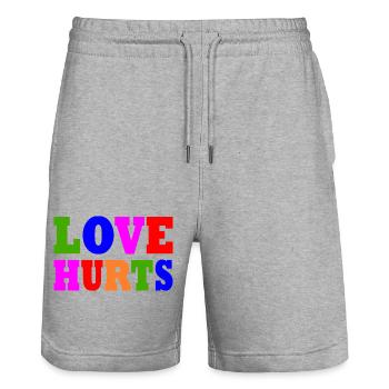 Love hurts - Stanley/Stella Unisex Bio Joggingshorts Trainer  - Grau meliert - Vorne - Nik (191cm) & Marisol (170cm)