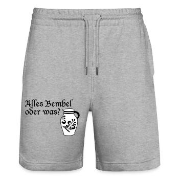 Alles Bembel oder was? #FrankfurtLiebe #FFM #069 - Stanley/Stella Unisex Bio Joggingshorts Trainer  - Grau meliert - Vorne - Nik (191cm) & Marisol (170cm)