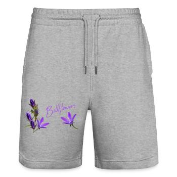 Fleurs violettes Bluebells - Short de jogging bio TRAINER Stanley/Stella unisexe - gris chiné - Devant - Nik (191cm) & Marisol (170cm)