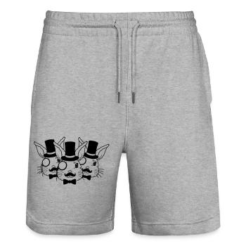 Équipe des amis Sir Hasen - Short de jogging bio TRAINER Stanley/Stella unisexe - gris chiné - Devant - Nik (191cm) & Marisol (170cm)