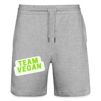 Team Vegan Veganer Vegetarier - Stanley/Stella Unisex Bio Joggingshorts Trainer  - Grau meliert - Vorne - Nik (191cm) & Marisol (170cm)
