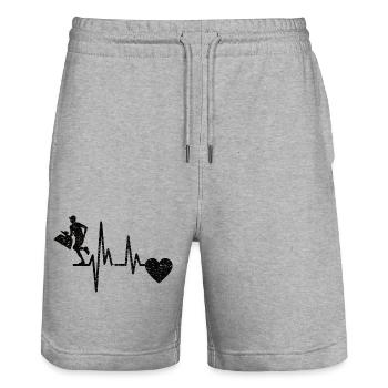 Plogging Geschenk Jogging Müll sammeln Ploggen - Stanley/Stella Unisex Bio Joggingshorts Trainer  - Grau meliert - Vorne - Nik (191cm) & Marisol (170cm)