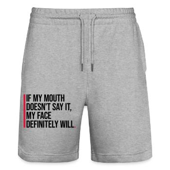 my face definitely will - Stanley/Stella Unisex Bio Joggingshorts Trainer  - Grau meliert - Vorne - Nik (191cm) & Marisol (170cm)