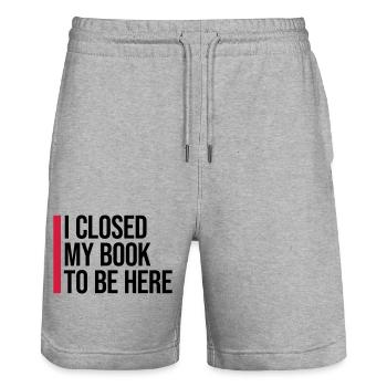 I closed my book - Stanley/Stella Trainer Unisex Organic Jogging Shorts - heather grey - Front - Nik (191cm) & Marisol (170cm)