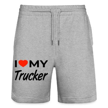 Trucker - Stanley/Stella Unisex Bio Joggingshorts Trainer  - Grau meliert - Vorne - Nik (191cm) & Marisol (170cm)