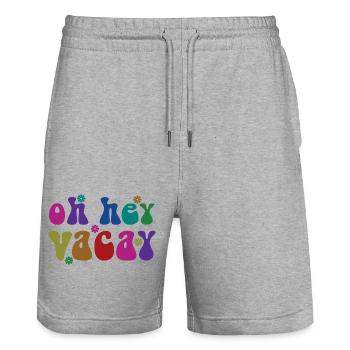 Oh Hey Vacay Vacation Lover Funny Gift - Stanley/Stella Trainer Unisex Organic Jogging Shorts - heather grey - Front - Nik (191cm) & Marisol (170cm)