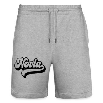 Novia Girlfriend Engagement Bridal Shower Wedding - Stanley/Stella Trainer Unisex Organic Jogging Shorts - heather grey - Front - Nik (191cm) & Marisol (170cm)