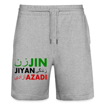 Jin jiyan azadi زن زندگی آزادی - Short de jogging bio TRAINER Stanley/Stella unisexe - gris chiné - Devant - Nik (191cm) & Marisol (170cm)