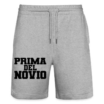 Prima del Novio Groom's Cousin Women Wedding Gift - Stanley/Stella Trainer Unisex Organic Jogging Shorts - heather grey - Front - Nik (191cm) & Marisol (170cm)