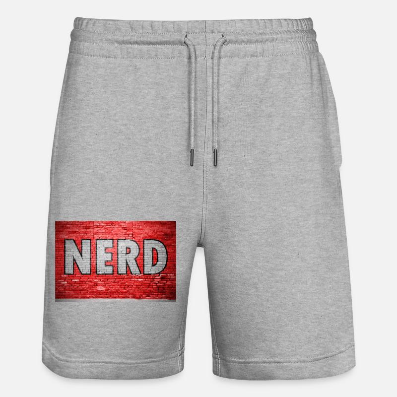 Nerd Graffiti on Brick Wall - Stanley/Stella Trainer Unisex Organic Jogging Shorts - heather grey
