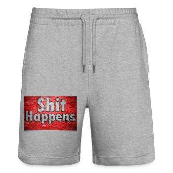Shit Happens Brick Wall Graffiti - Short de jogging bio TRAINER Stanley/Stella unisexe - gris chiné - Devant - Nik (191cm) & Marisol (170cm)