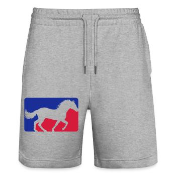 Cheval Rouge Bleu Sport - Short de jogging bio TRAINER Stanley/Stella unisexe - gris chiné - Devant - Nik (191cm) & Marisol (170cm)