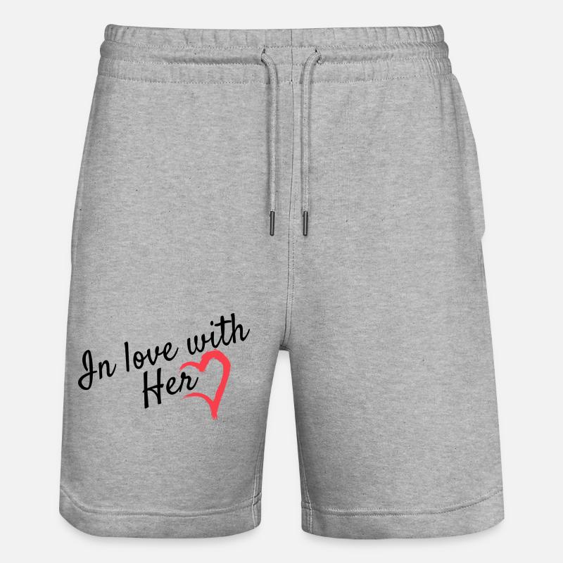 Liebe Partnerlook - Stanley/Stella Unisex Bio Joggingshorts Trainer  - Grau meliert