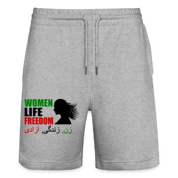 Women life freedom - Stanley/Stella Unisex Bio Joggingshorts Trainer  - Grau meliert - Vorne - Nik (191cm) & Marisol (170cm)