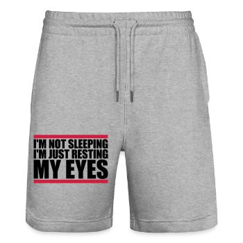 im not sleeping Zitat - Stanley/Stella Unisex Bio Joggingshorts Trainer  - Grau meliert - Vorne - Nik (191cm) & Marisol (170cm)