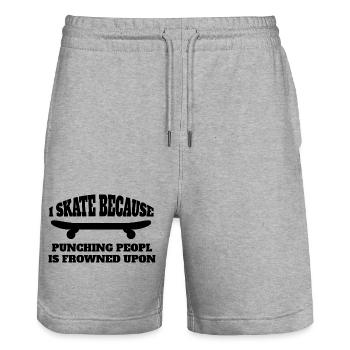 Skateboard Skaten Skateboarding Skater Longboard - Stanley/Stella Unisex Bio Joggingshorts Trainer  - Grau meliert - Vorne - Nik (191cm) & Marisol (170cm)