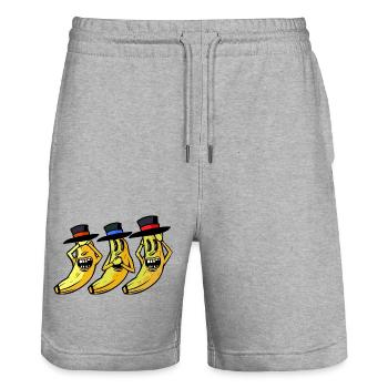 Bananes Sentiments Emotion Banane Fruit Fruit - Short de jogging bio TRAINER Stanley/Stella unisexe - gris chiné - Devant - Nik (191cm) & Marisol (170cm)