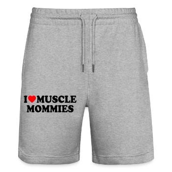 I love muscle mommies - Stanley/Stella Unisex Bio Joggingshorts Trainer  - Grau meliert - Vorne - Nik (191cm) & Marisol (170cm)