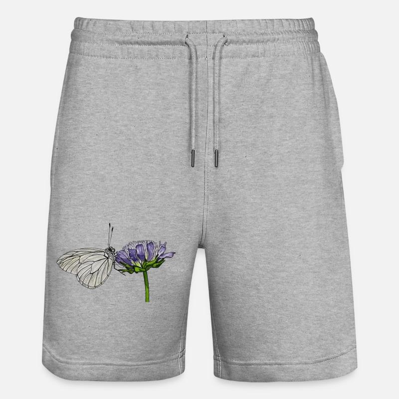 Papillon Fleur Arbre Blanc Entomologiste - Short de jogging bio TRAINER Stanley/Stella unisexe - gris chiné
