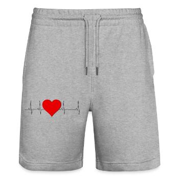 Palpitations cardiaques Cœur - Short de jogging bio TRAINER Stanley/Stella unisexe - gris chiné - Devant - Nik (191cm) & Marisol (170cm)
