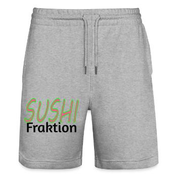SUSHI Faction - Short de jogging bio TRAINER Stanley/Stella unisexe - gris chiné - Devant - Nik (191cm) & Marisol (170cm)