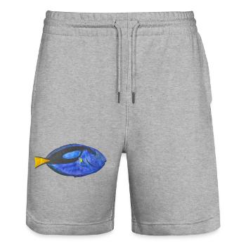 Blauer Doktorfisch Schnorcheln Fisch Aquarium Riff - Stanley/Stella Unisex Bio Joggingshorts Trainer  - Grau meliert - Vorne - Nik (191cm) & Marisol (170cm)