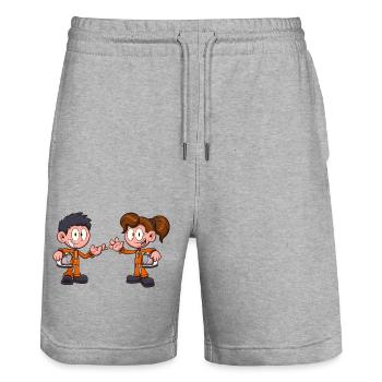 Astronaut Kids - Stanley/Stella Trainer Unisex Organic Jogging Shorts - heather grey - Front - Nik (191cm) & Marisol (170cm)