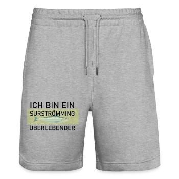 Surströmming Challenge Stinkefisch Kotzfisch - Stanley/Stella Unisex Bio Joggingshorts Trainer  - Grau meliert - Vorne - Nik (191cm) & Marisol (170cm)