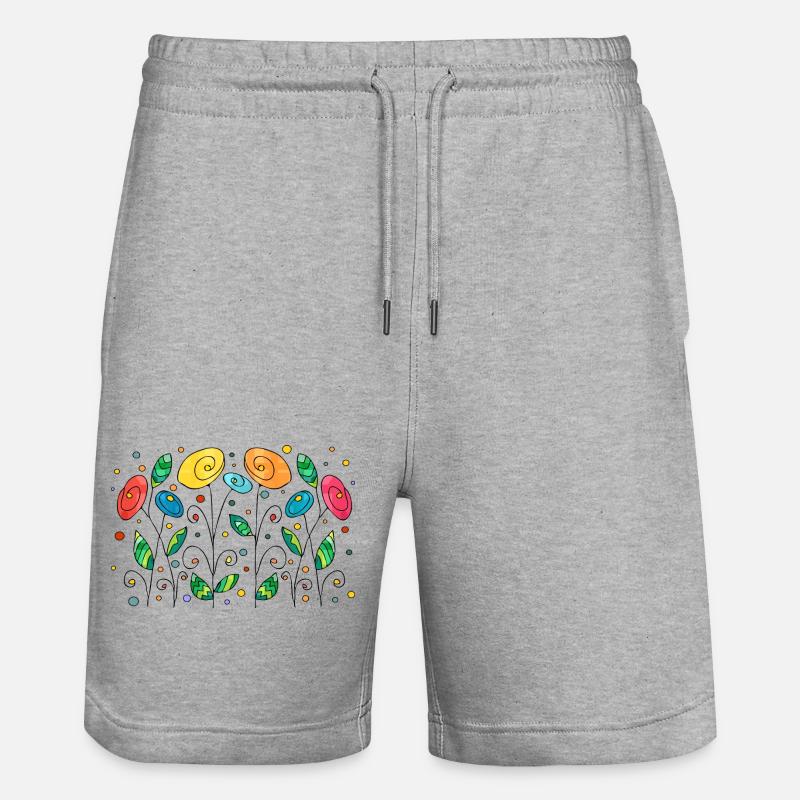 Blumen - Stanley/Stella Unisex Bio Joggingshorts Trainer - Grau meliert