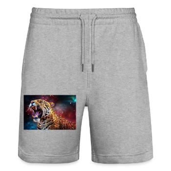 Wilder Jaguar - Stanley/Stella Unisex Bio Joggingshorts Trainer  - Grau meliert - Vorne - Nik (191cm) & Marisol (170cm)