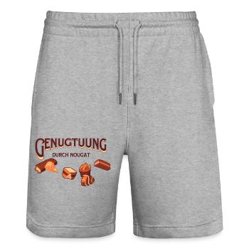 Genugtuung durch Nougat - Stanley/Stella Unisex Bio Joggingshorts Trainer  - Grau meliert - Vorne - Nik (191cm) & Marisol (170cm)