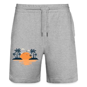 Été vacances océan plage - Short de jogging bio TRAINER Stanley/Stella unisexe - gris chiné - Devant - Nik (191cm) & Marisol (170cm)