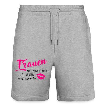 Frauen werden nicht älter - Sie werden aufregender - Stanley/Stella Unisex Bio Joggingshorts Trainer  - Grau meliert - Vorne - Nik (191cm) & Marisol (170cm)