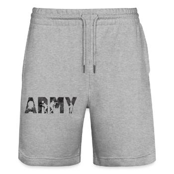 Army Military Air Force Navy Marines Amérique États-Unis - Short de jogging bio TRAINER Stanley/Stella unisexe - gris chiné - Devant - Nik (191cm) & Marisol (170cm)