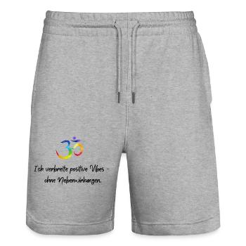 Ich verbreite positive Vibes ohne Nebenwirkungen - Stanley/Stella Unisex Bio Joggingshorts Trainer  - Grau meliert - Vorne - Nik (191cm) & Marisol (170cm)
