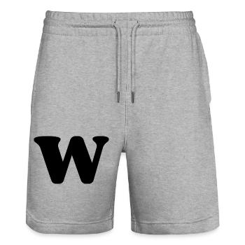 Buchstabe w - Stanley/Stella Unisex Bio Joggingshorts Trainer  - Grau meliert - Vorne - Nik (191cm) & Marisol (170cm)